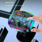 General Car Charger Bluetooth 5.0 FM Transmitter Handsfree PD Type-C Dual USB Ambient Player MP3 Charger Type-C Wireless Light