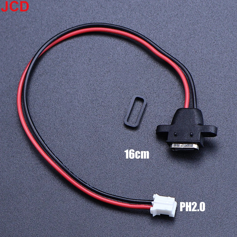 JCD 5pcs Waterproof USB Type C Connector Charging Interface Female Socket With Welding Wire MX1.25 PH2.0 XH2.54 Port