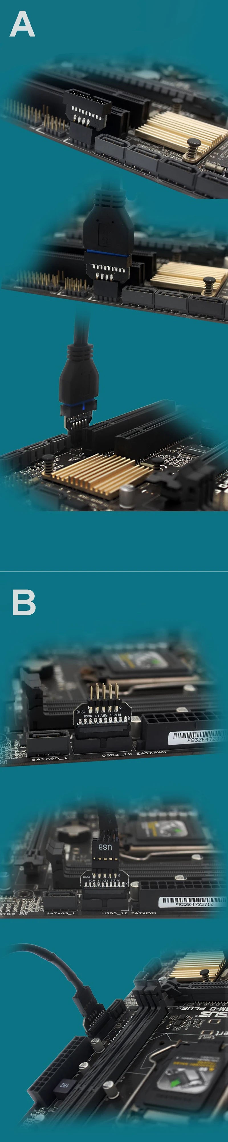 1PCS Front Panel Plug Connector USB3.0 19-pin To USB 9Pin Adapter For Motherboard