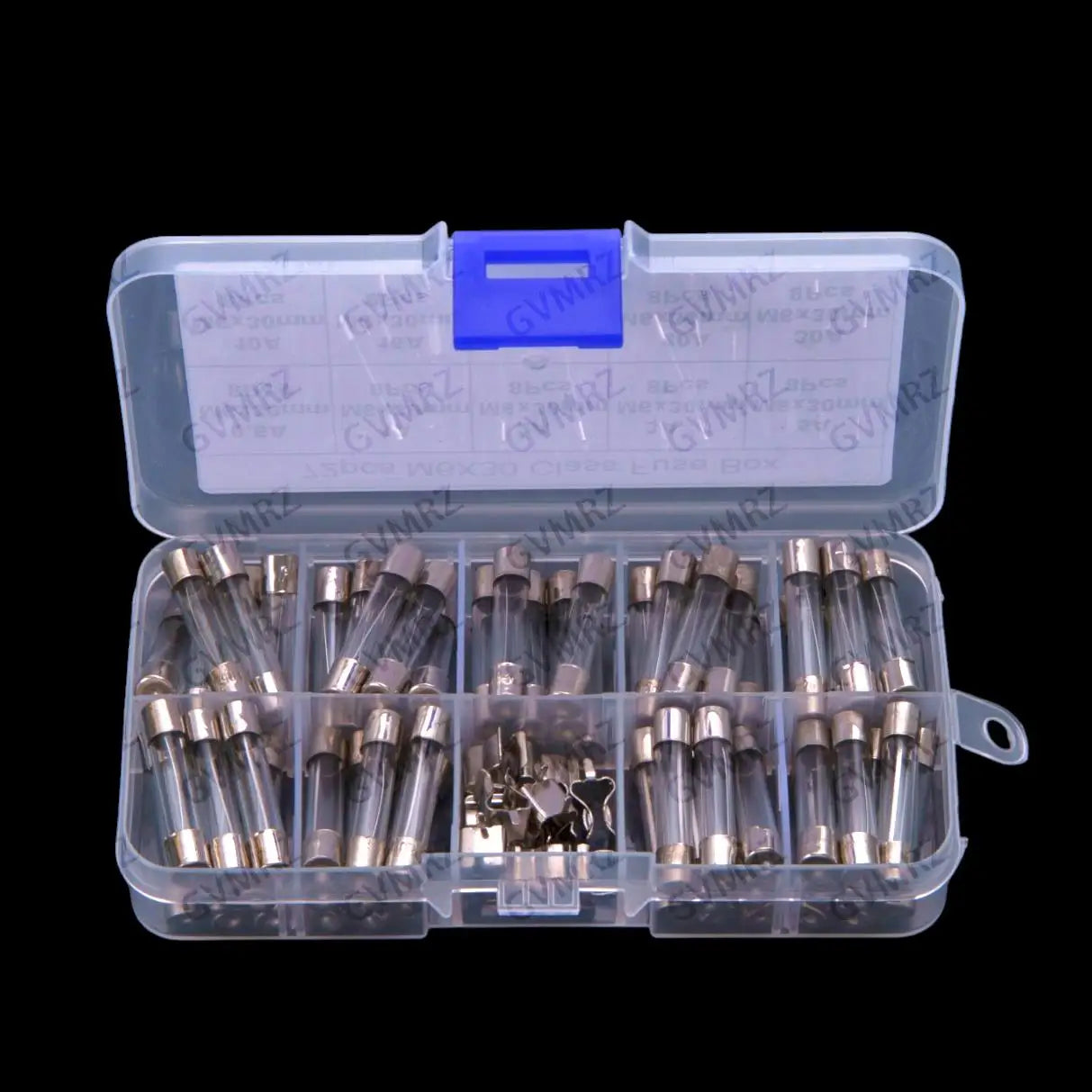 72PCS 6*30MM 0.5A-30A Glass Fuse Tubes 250V Box 0.5A 1A 2A 3A 5A 10A 15A 20A 30A 6X30