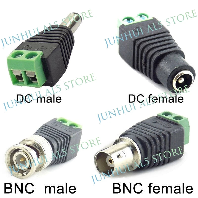 2/5/10pcs 12V DC BNC Male Female Connector Coax CAT5 Video Balun Adapter Plug For Led Strip Lights CCTV Camera Accessories B5