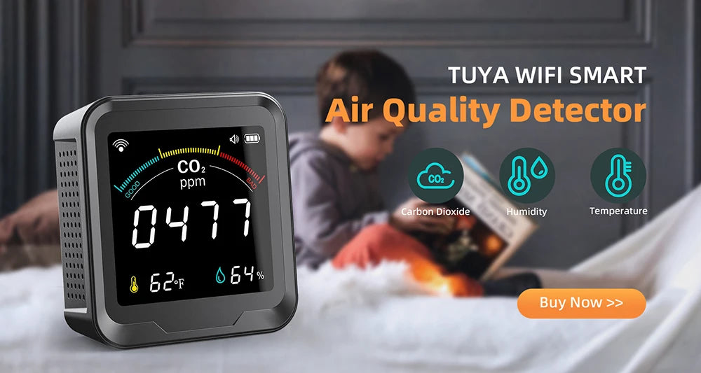 CO2 Infrared NDIR Sensor Air Quality  Detector Carbon Dioxide Temperature Humidity  Monitor Indoor Meter Digital Gas Analyzer