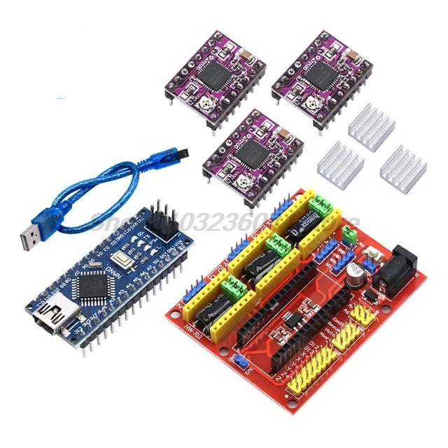 CNC Shield V4 Engraving Machine 3D Printe 4pcs DRV8825 A4988 AT2100 Driver Expansion Board For Arduino +NANO V3.0 With USB Cable