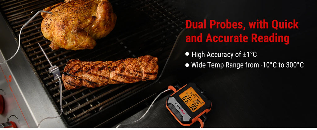 ThermoPro TP904 Bluetooth-connected APP Wireless 135M Dual Probes Digital Meat Thermometer, Kitchen Thermometer with Alarm Timer