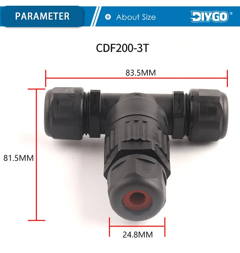 IP68 I/T Shape Waterproof Connector 2/3/5 Pin Wire Connectors Quick Screw Connect Push-in Terminals Electric Junction Box DIY GO