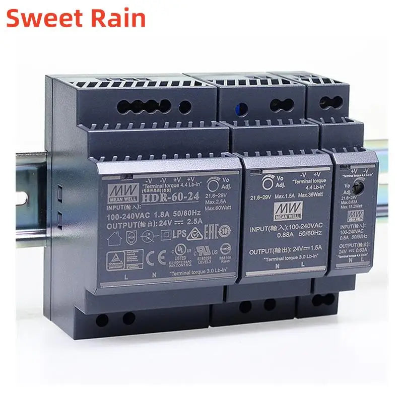MEAN WELL Slim DIN Rail 30W Power Supply HDR-30-5 HDR-30-12 HDR-30-15 HDR-30-24 HDR-30-48