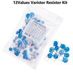 120PCS 12Values Varistor Resistor Kit 5D471K 7D471K etc. DIP Package for Surge Protection Projects 7D391K 10D391K 14D431K 7D473K