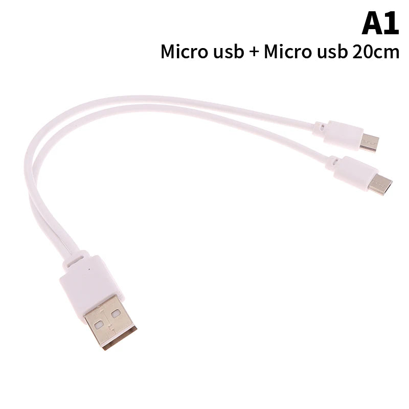 2 In 1 USB Male To Micro USB/Type-C Splitter Data Transfer Charging Cable For For Android Smartphones Tablet Dual Micro USB