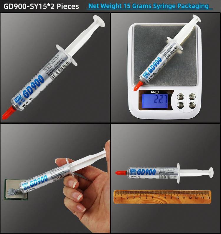 Net Weight 1/3/7/15/30 Grams Gray GD900 Thermal Conductive Grease Paste Plaster Heat Sink Commpound for CPU LED SSY BAS BR BX CB