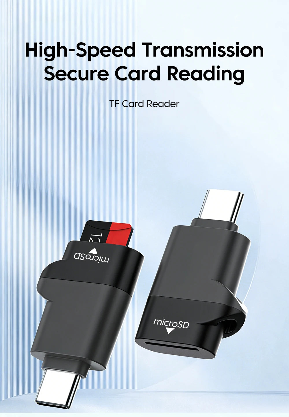 Type-C 3.0 Mini TF Card Reader External Storage Black Stretch Stick For iPhone Huawei USB C 2.0 to Micro SD Card Reader Adapter