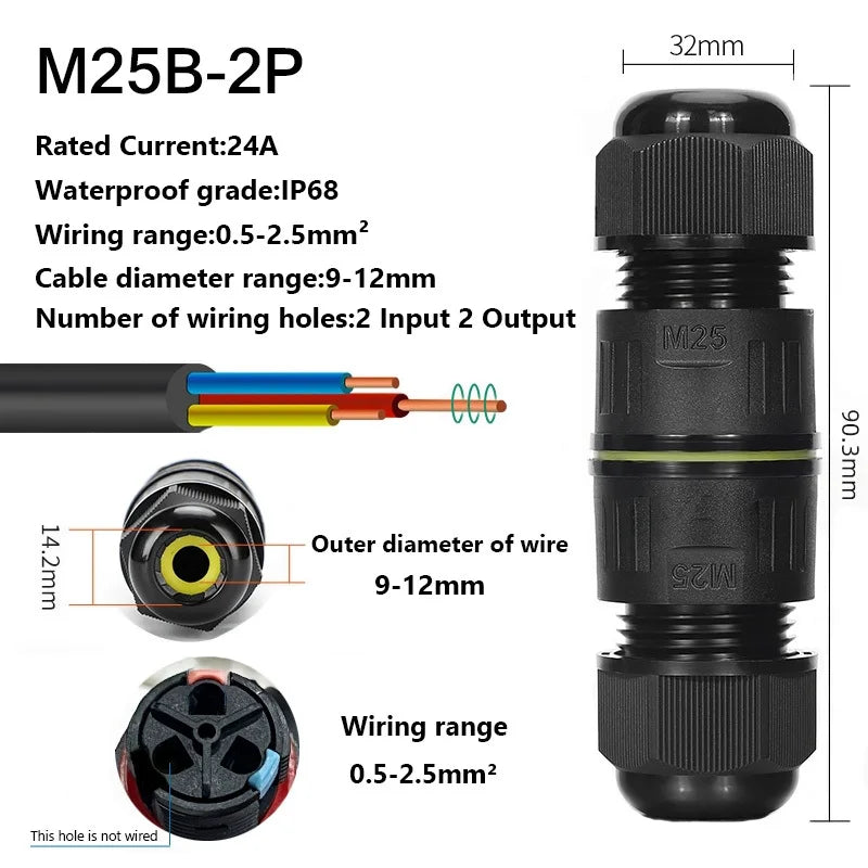 IP68 Waterproof Joint Wire Quick Connection Connector 2 3 4 Pin Solderless LED Lamp Electric Wiring Outdoor Rainproof Terminal