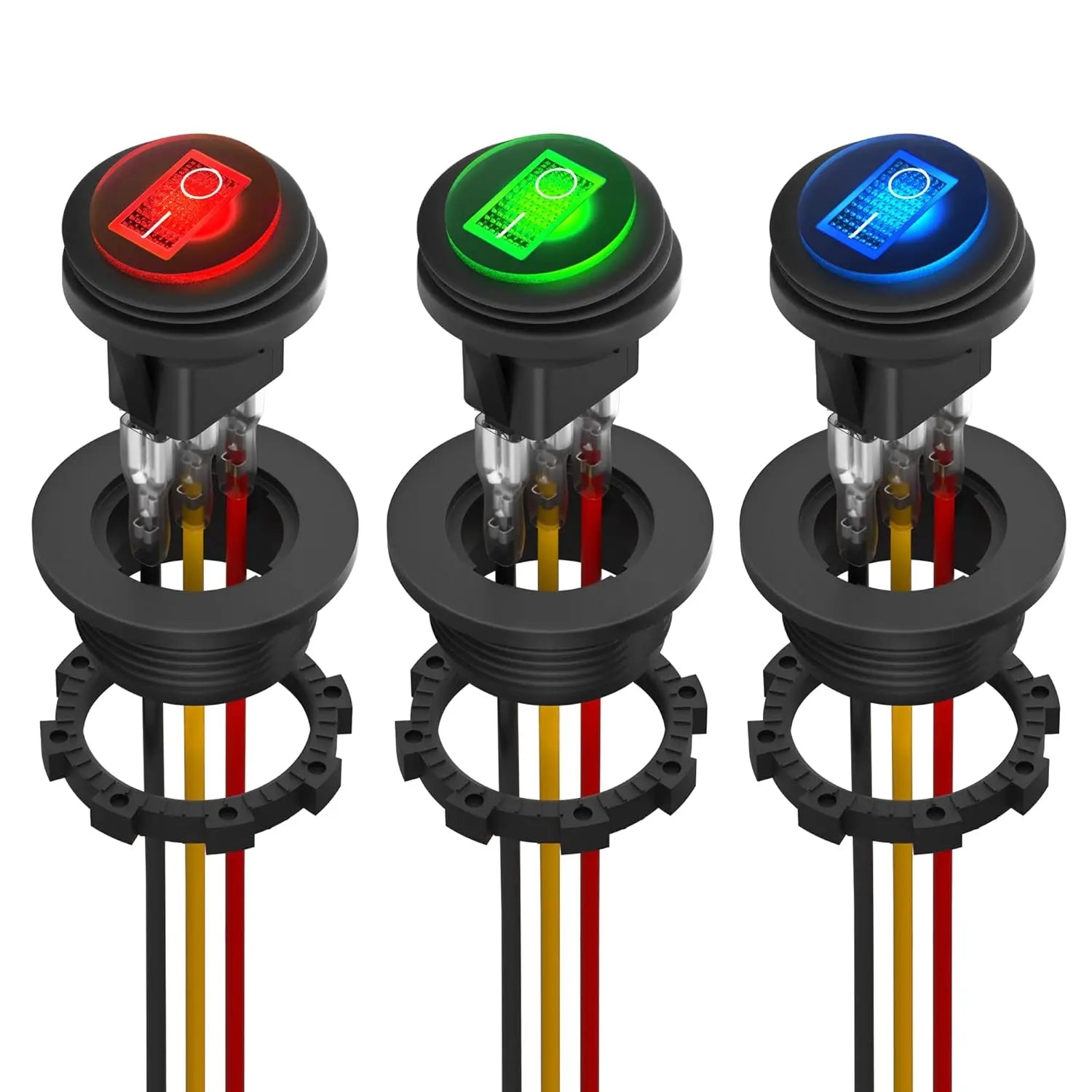 SPST 3 Pin Round Rocker Switch Toggle Switch 12V Waterproof Lighted LED On/Off Switch for Car Marine Toggle Switch