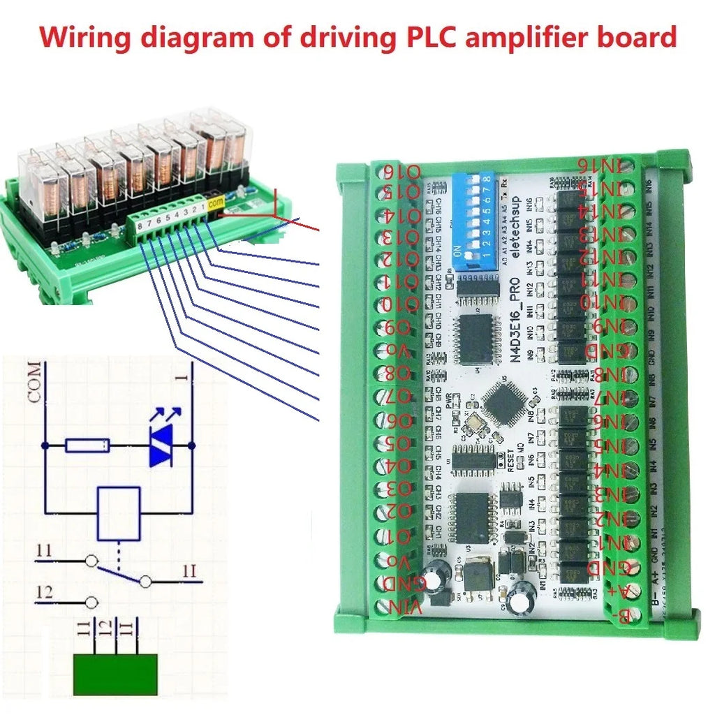 16CH Opto Isolated NPN Input ULN2803 Darlington Output Modbus RTU IO Module DC7-25V Six Working Modes DIN Rail Optional