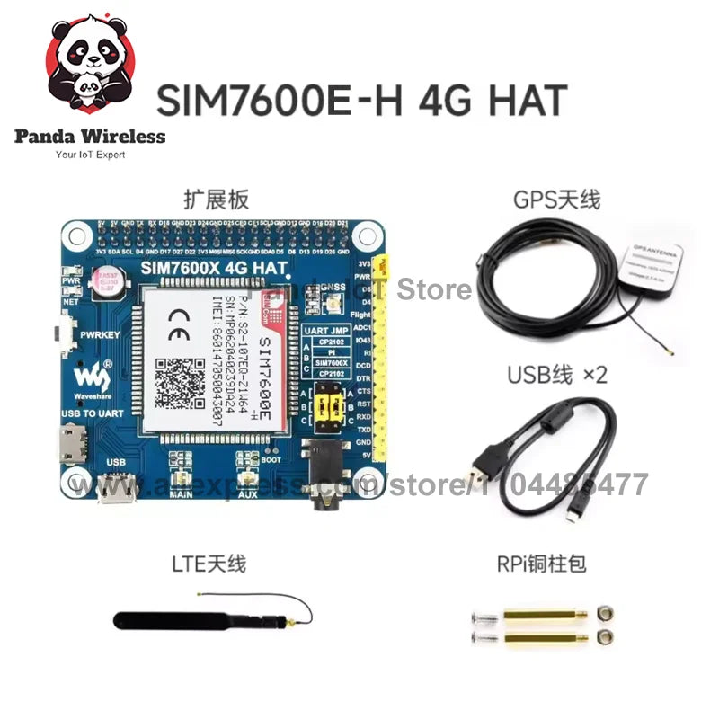 Free shipping Raspberry Pi 4G HAT Expansion Board For LBS Positioning A7670E SIM7600G-H SIM7600CE SIM7600E SIM7600E-H LTE