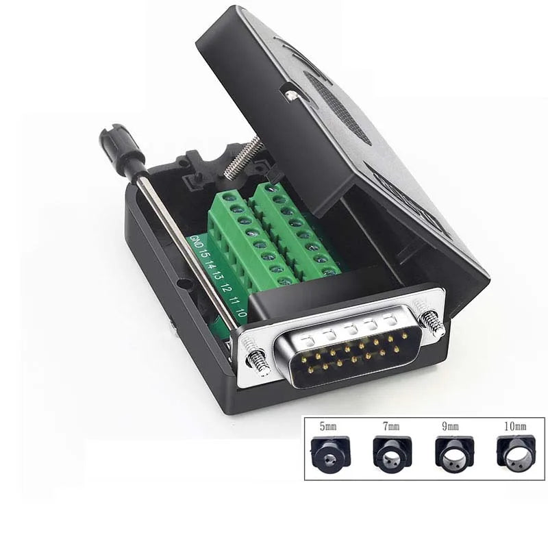 DB15 Connector 15 Pin Breakout Board D-SUB Adapter Male Terminal Adapter Board Module 15 Pin Connector Plug with Case Sub Board