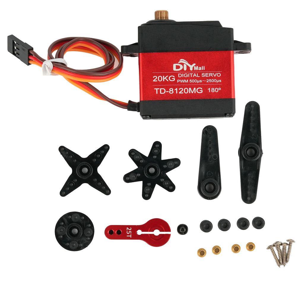Digital Servo 20kg Waterproof Metal Gear High Torque 180/270/360 Angle For RC Car Remote Control Car Model Vehicle Toy TD-8120MG
