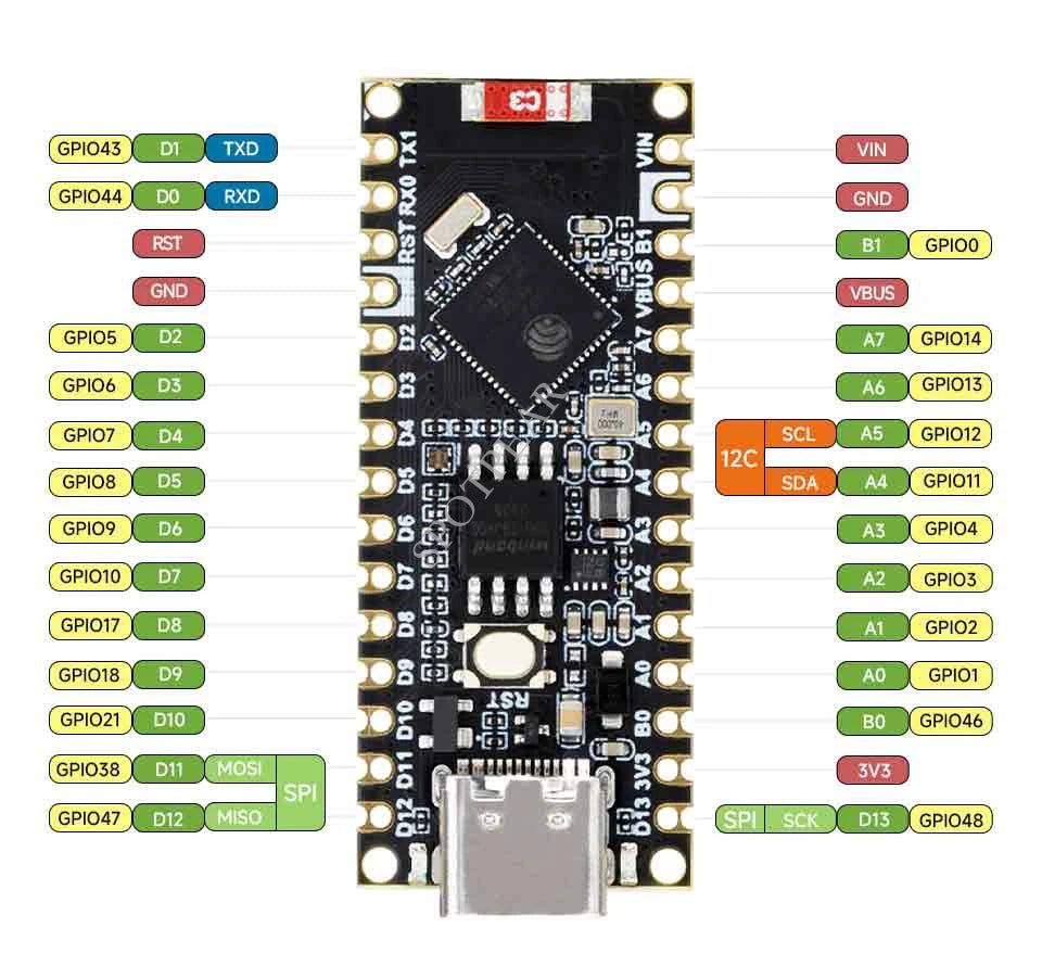 ESP32-S3 Nano ESP32-S3R8 board Band 2.4GHz Wi-Fi and Bluetooth  Internet of Things MicroPython compatible with Arduino Nano
