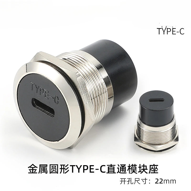 C-type USB3.0 Panel Socket Metal 22mm Circular Dual USB 2.0/3.0 Thread Module Connector USB Interface Type-C HDMI Plug Sockets