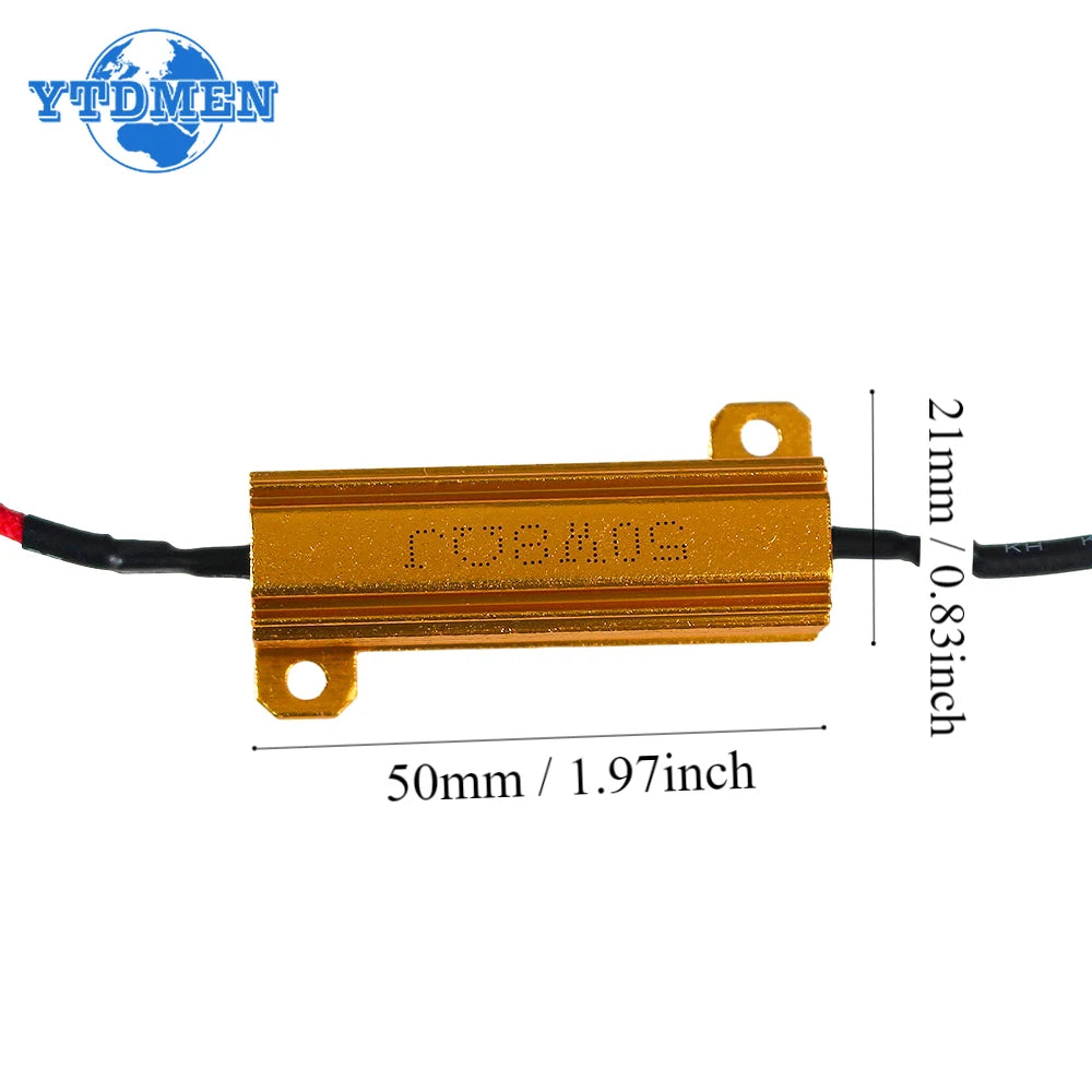 2PCS 50W 8 Ohm Load Resistor for Led Lights, 50W Power Resistor 12V 8R Steering Decoder Resistors for Car Turn Signal Lamp