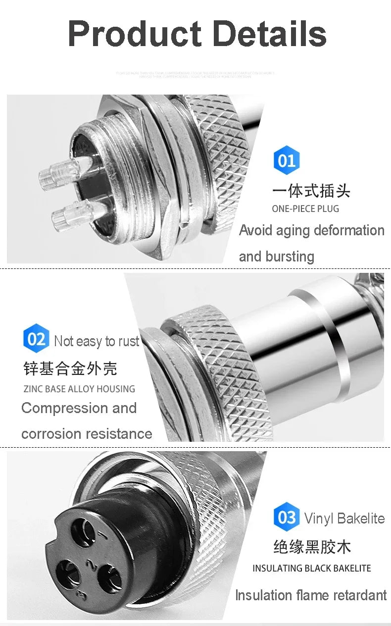 GX20 2 Side Female Plug Electrical Aviation Connector M20 2 3 4 5 6 7 8 9 10 12 14 15 Pin 1m 2m 3M Extension Cable customizable