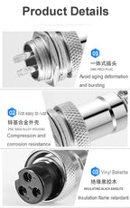 GX20 2 Side Female Plug Electrical Aviation Connector M20 2 3 4 5 6 7 8 9 10 12 14 15 Pin 1m 2m 3M Extension Cable customizable