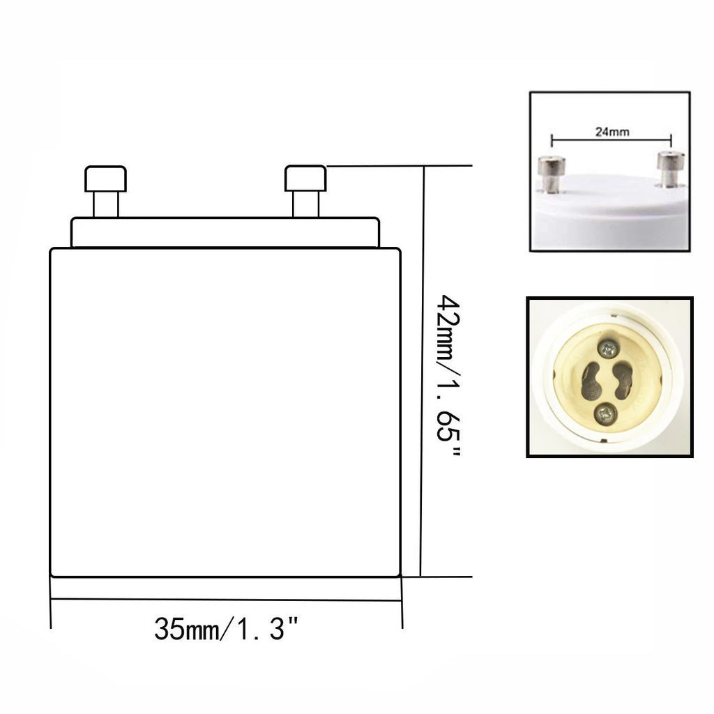 2pcs GU24 To GU10 2 Prong Pin Light Socket Adapter Lamp Holder Converter, Allow You Install Gu10 Lamp In Gu24 Socket