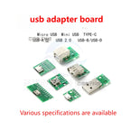 5pcs Micro Mini  A Male USB 2.0 3.0 A Female USB B Connector Interface to 2.54mm DIP PCB Converter Adapter Breakout Board
