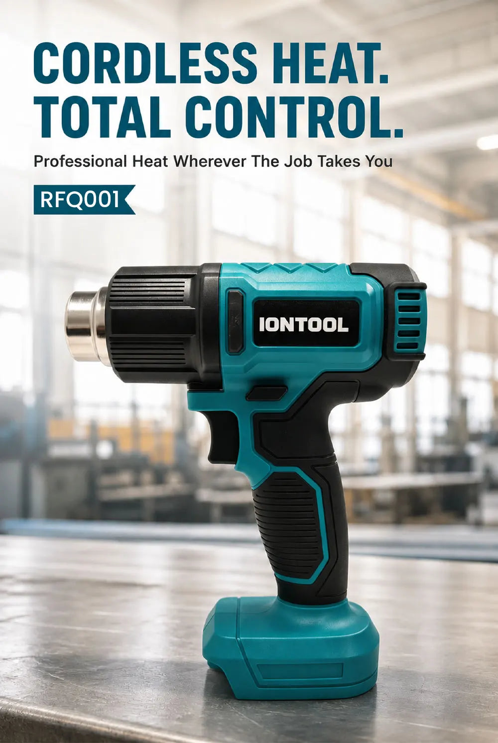 IONTOOL Cordless Hot Air Gun Max 550℃ 250‑500LPM Dual Airflow Bare Unit for Shrink Wrapping and Tube Processing