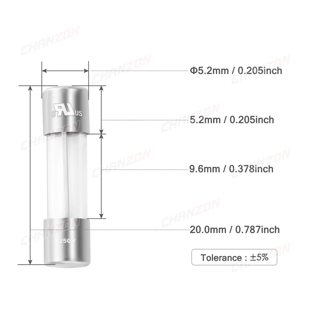 5x20 Fast Blow Tube Glass Fuse Set 5X20mm 0.5A 1A 2A 3A 4A 5A 6A 8A 10A 12A 15A 250V 125V 12V Assortment Kit with Box 55pcs