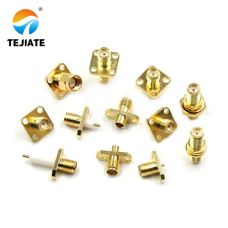 1PCS SMA Mother Seat Connector SMA Three Pairs of Internal and External Threads Hole Flange Socket Connector Insulation Expan