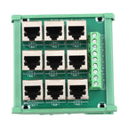 Ethernet Port Adapter Terminal Block for RJ45 8p8c Connector with 9 Screw Terminals Supporting For DIN Rail Installation