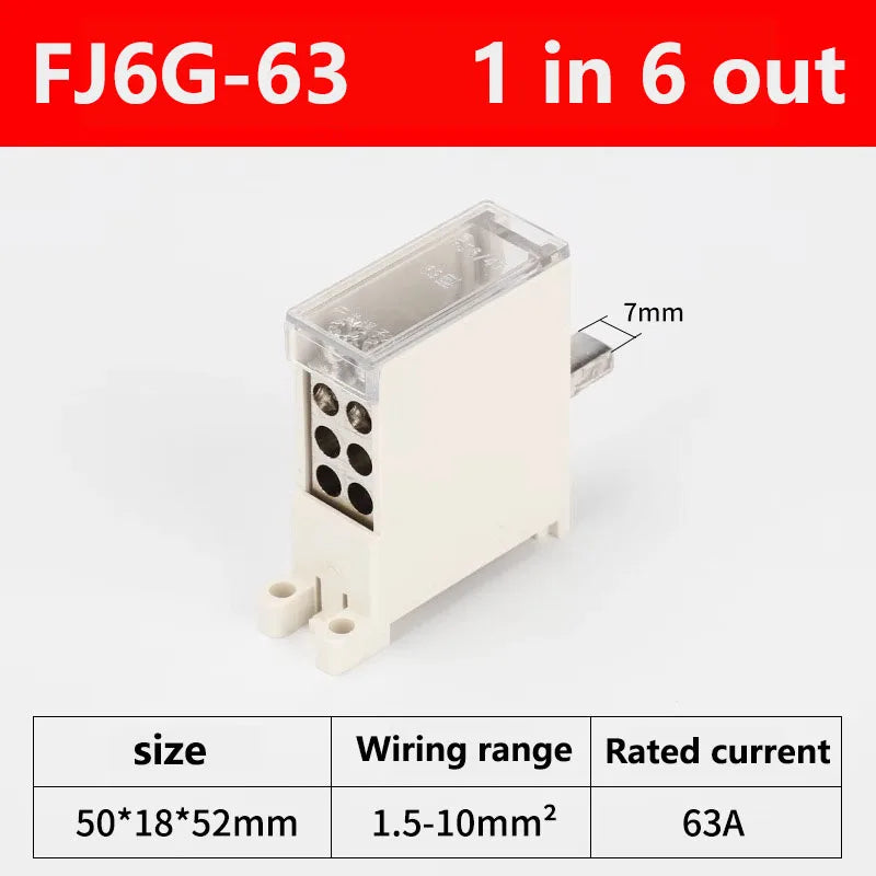 Breaker Junction Box 1 IN Mehrere-OUT FJ6G-63 Luft Schalter Terminal Block DZ47 Branch Terminal Universal Wire Connectors 4-16mm