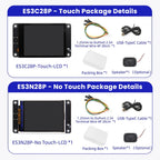 ESP32‑S3 2.8 inch 240x320 TFT LCD Capacitive Touch Type‑C WiFi BLE Mic Speaker TF‑Slot Li‑ion Charge For AI Voice IoT Project