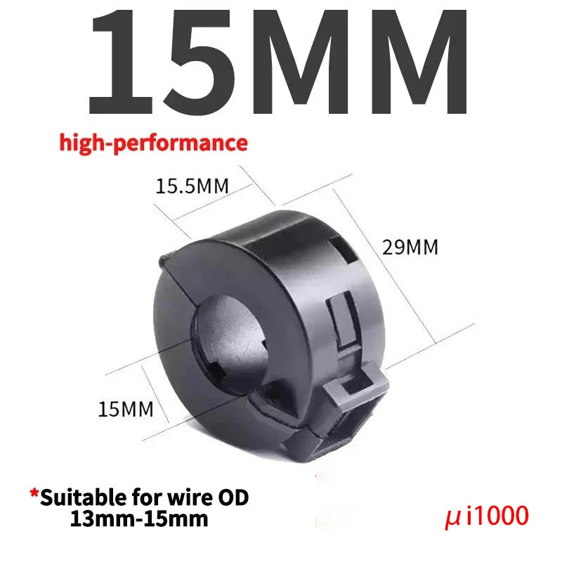 10/20Pcs Clip-on Ferrite Core Ring Bead 3.5-15mm EMI RFI Noise Filter Snap Cable Clip Choke for Black Audio Video Wire