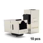 AMPCOM CAT7 RJ45 Inline Coupler Keystone Jack, 10Gbps Shielded Female to Female Straight-Through Ethernet STP Insert