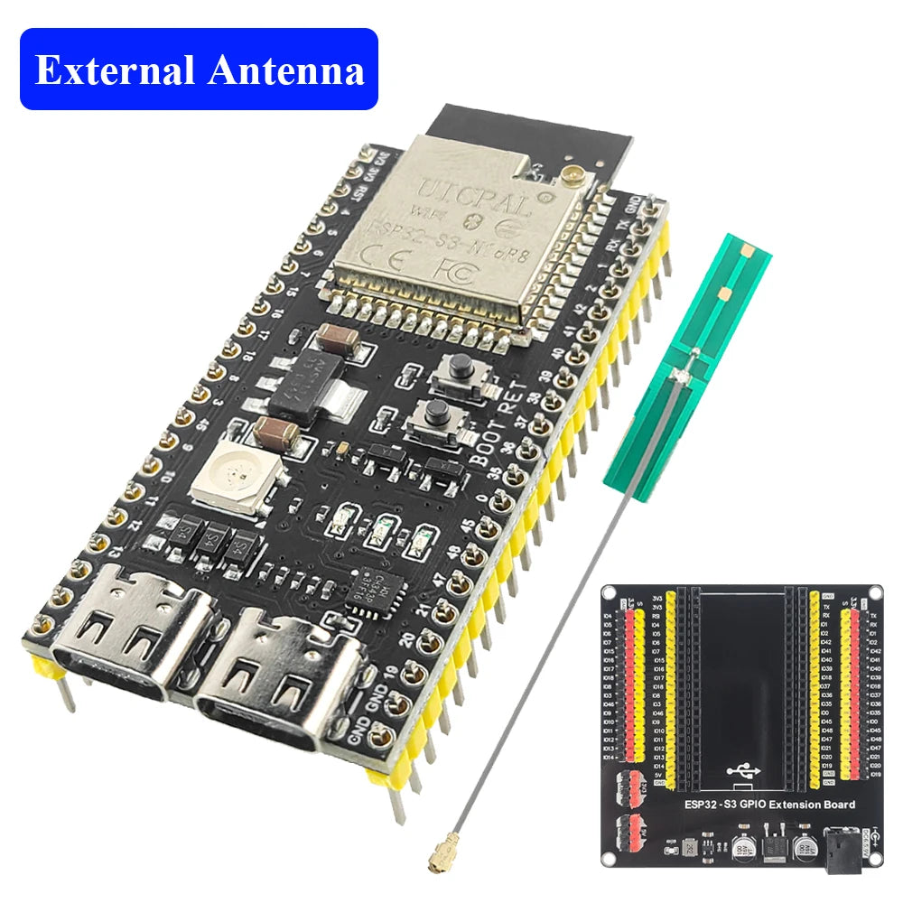 ESP32-S3 Development Board with Expansion Adapter Kit 2.4G Wifi BT Module MCU ESP32-S3WROOM1 N16R8 44Pin Type-C ESP32S3