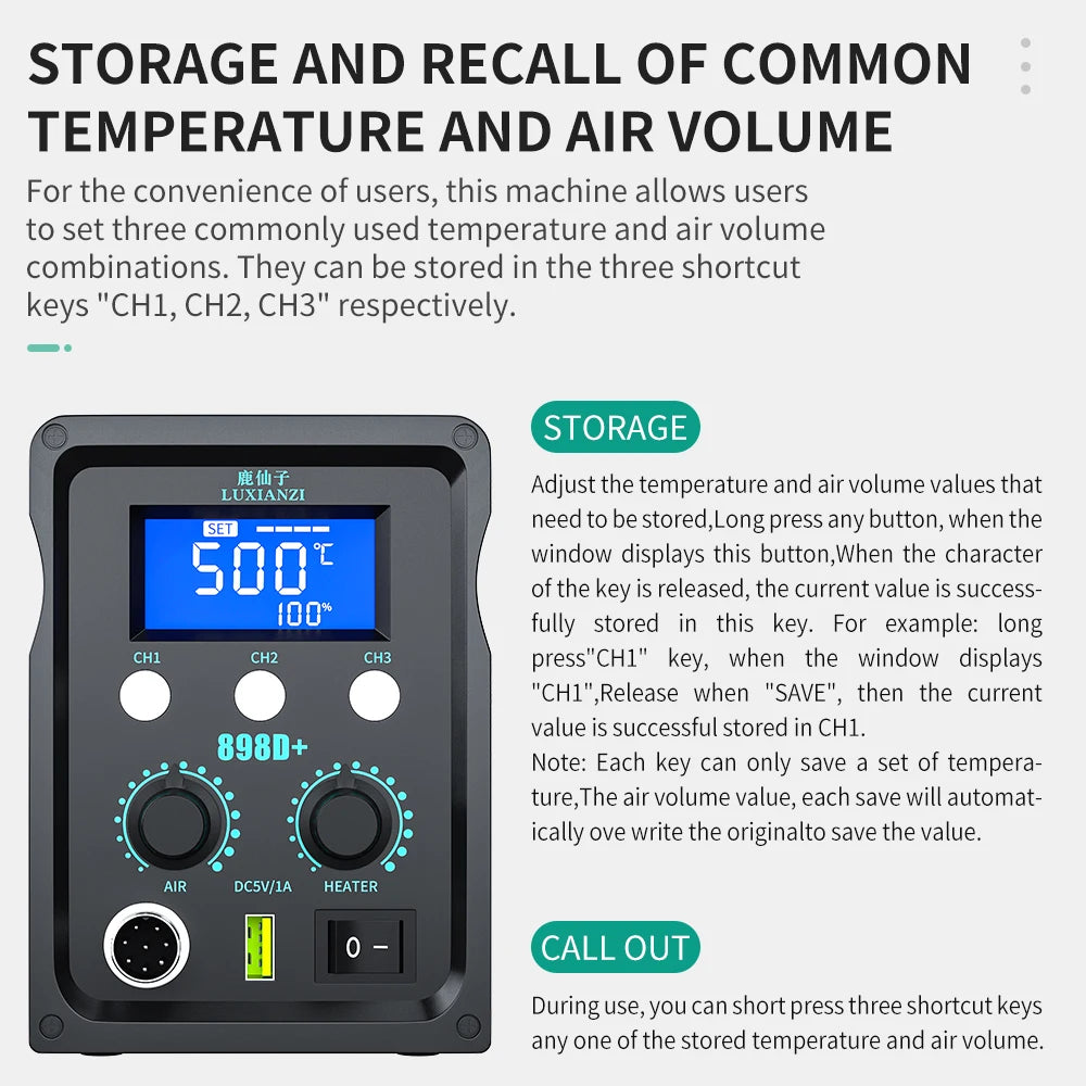 LUXIANZI 8589D+ 2 IN 1 Hot Air Gun Soldering Station With LED Digital Display For BGA PCB IC Repair Tool SMD Rework Station