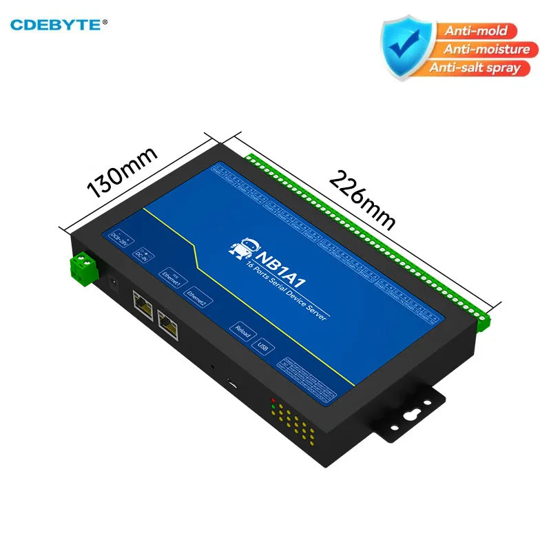 16-Channel Serial Server RS485 to Ethernet Gateway ModBus RTU to TCP CDEBYTE NB1A1 MQTT/HTTP POE Isolation Edge Computing