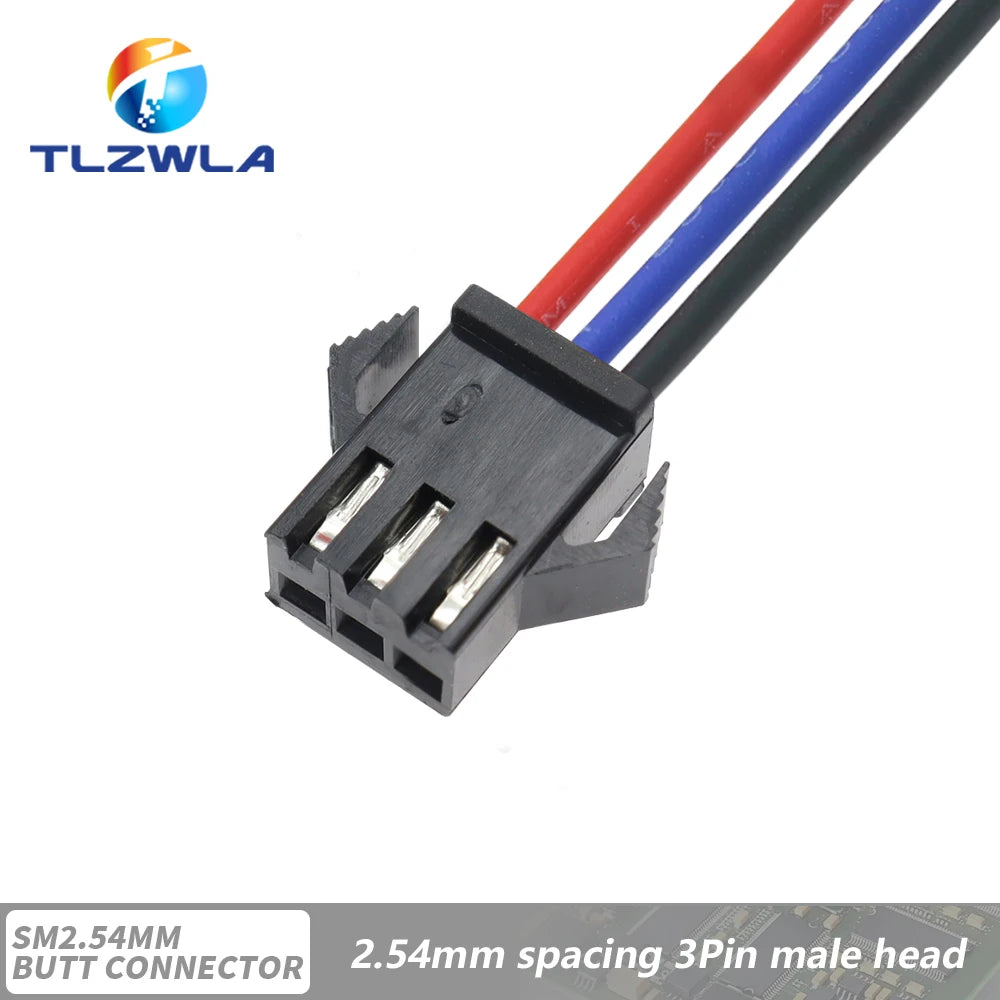10PCS JST SM 2/3/4/5/6Pins 2.54MM Plug Male to Female Wire Connector cable pigtail Plug LED Connecting line 20cm Long
