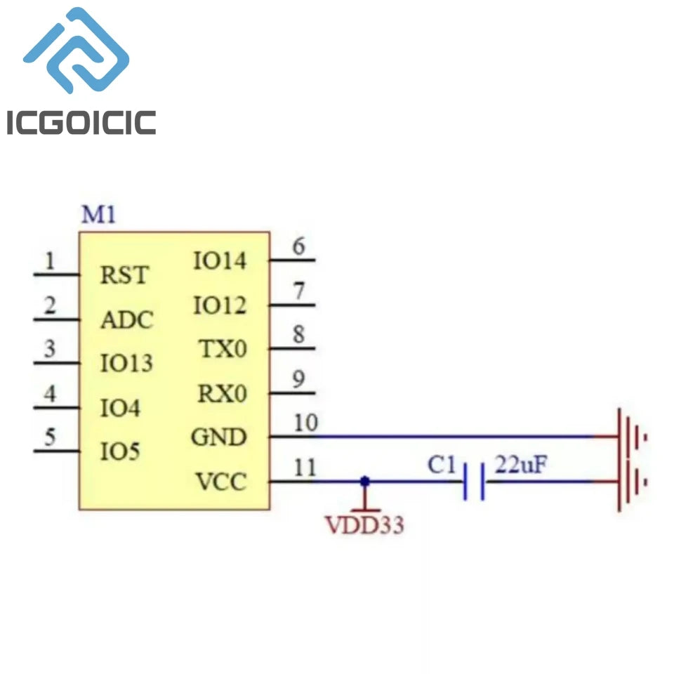 1-10pcs ESP-02S Wi-Fi Module Serial Golden Finger Package ESP8285 Wireless Transparent Transmission Compatible With ESP8266