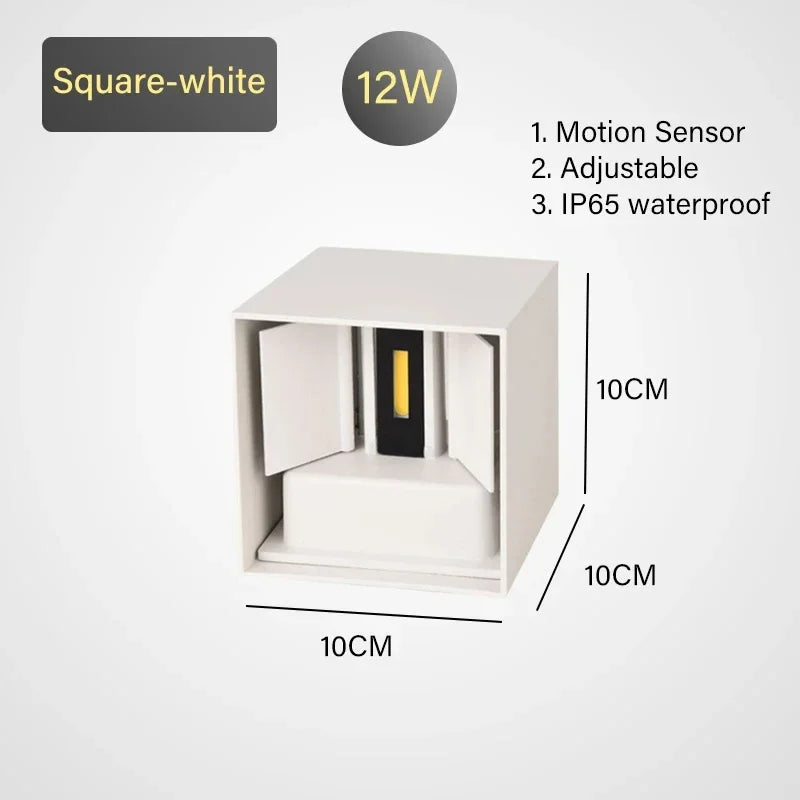 Motion Sensor Outdoor LED Wall Light LED Wall Sconce Square Waterproof IP65 Porch Garden Wall Lamp Exterior Lighting Fixture