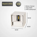 Motion Sensor Outdoor LED Wall Light LED Wall Sconce Square Waterproof IP65 Porch Garden Wall Lamp Exterior Lighting Fixture