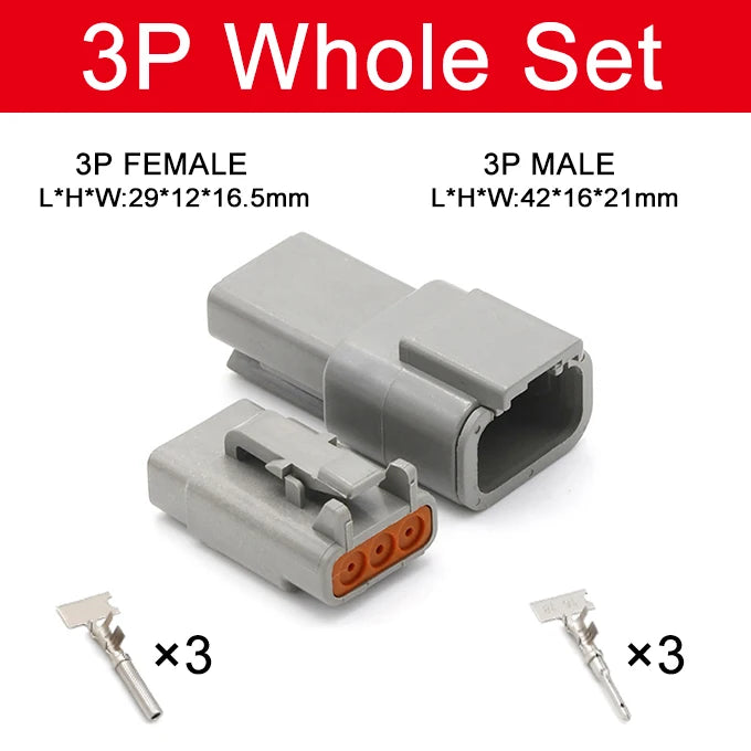 Deutsch Connector DTM Waterproof Automobile Connector With Terminal Male Female Plug&Socket DTM04-2/3/4/6/8/12P DTM06
