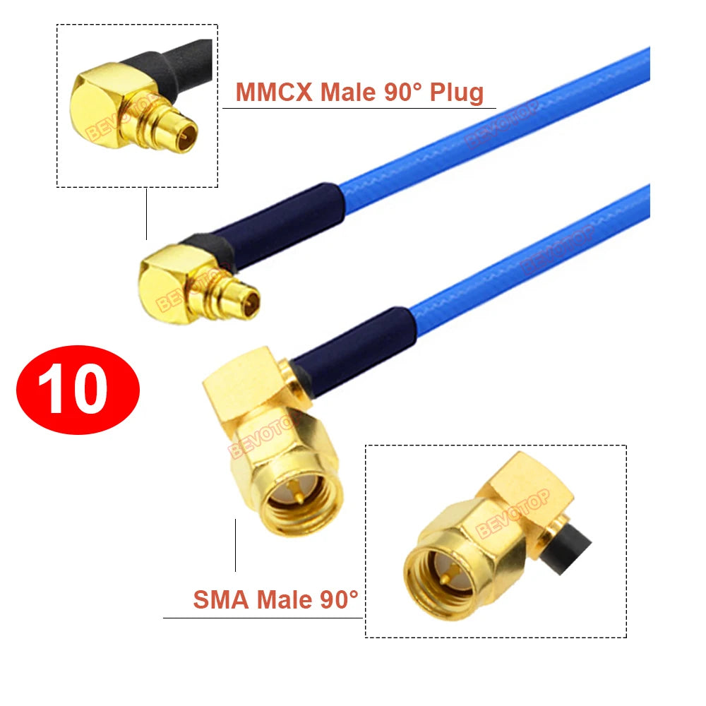 1PCS SMA to MMCX RG405 Cable RP-SMA/ SMA Female to MMCX Male Straight/ Right Angle 90° Plug High Frequency RG-405 086 Jumper