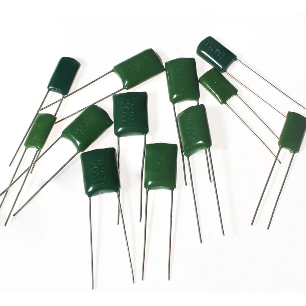 150-620PCS 100V Polyester Film Capacitor Assorted Kit 0.33nf 0.47nf 0.56nf 0.82nf 1nf 2A331J 2A471J 2A561J 2A821J 2A102J
