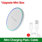 Mini Fast Wireless Charger Station For iPhone 17 16 15 14 13 11 Pro Max Induction LED Light Charging Station For Samsung Xiaomi