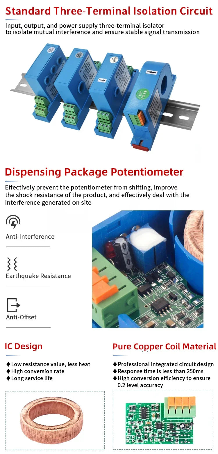 DC Current Transmitter 1V/5V/10V Volatge Transducer Factory Supply Current Sensor current transmitter power 12/24V