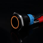 Black Latching Push Button Switch 16/19/22mm with Led Light Waterproof Illuminated  ON OFF Metal Momentary 5V 12V 220V Red Blue