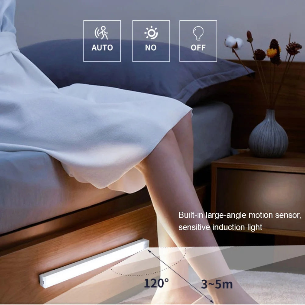 Motion Sensor Light Night Light USB Rechargeable Lamp Cabinet Wardrobe Lamp Staircase Backlight For Kitchen 3colors in one Lamp