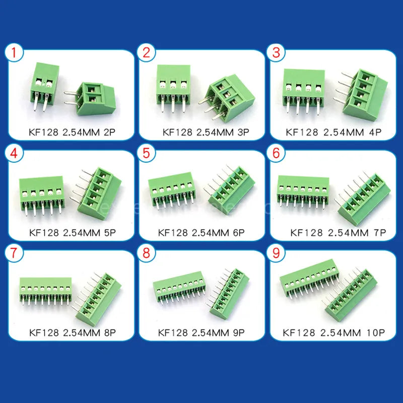 5/10pcs KF128 2.54mm Pitch Mini PCB Screw Terminal Block 2P-16P for Arduino Raspberry Pi